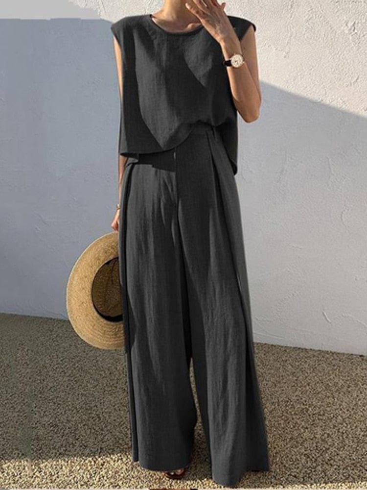 Genna Cotton Linen Two Piece Suit | OOTD