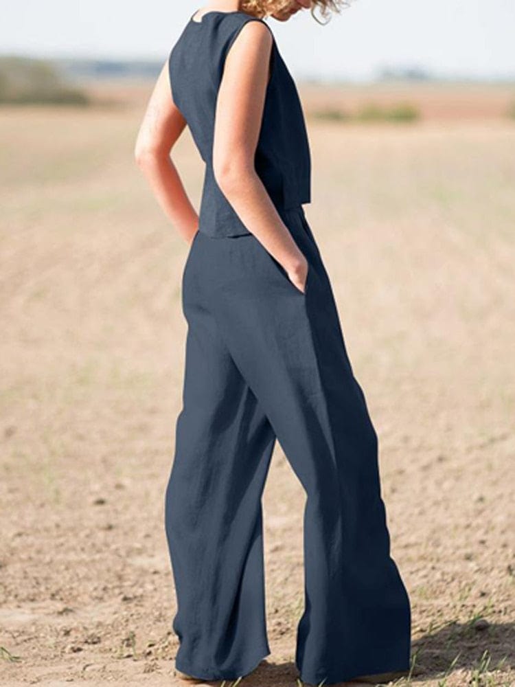 Genna Cotton Linen Two Piece Suit | OOTD