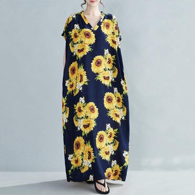 Hippie Sunflower Kaftan Dress