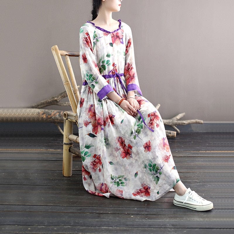 Blooming Floral Ramie Dress