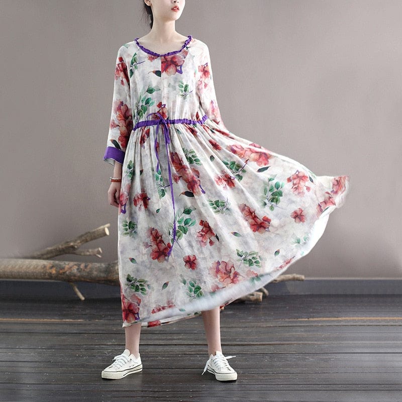 Blooming Floral Ramie Dress