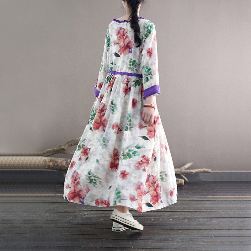 Blooming Floral Ramie Dress