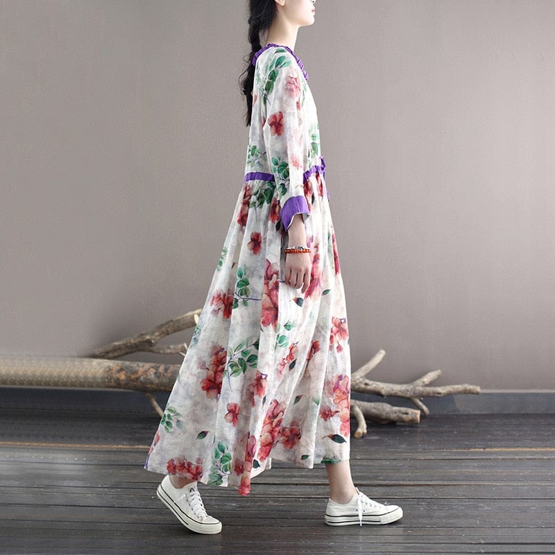 Blooming Floral Ramie Dress