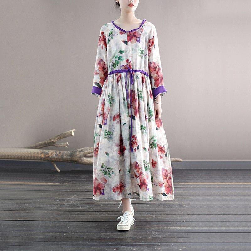 Blooming Floral Ramie Dress