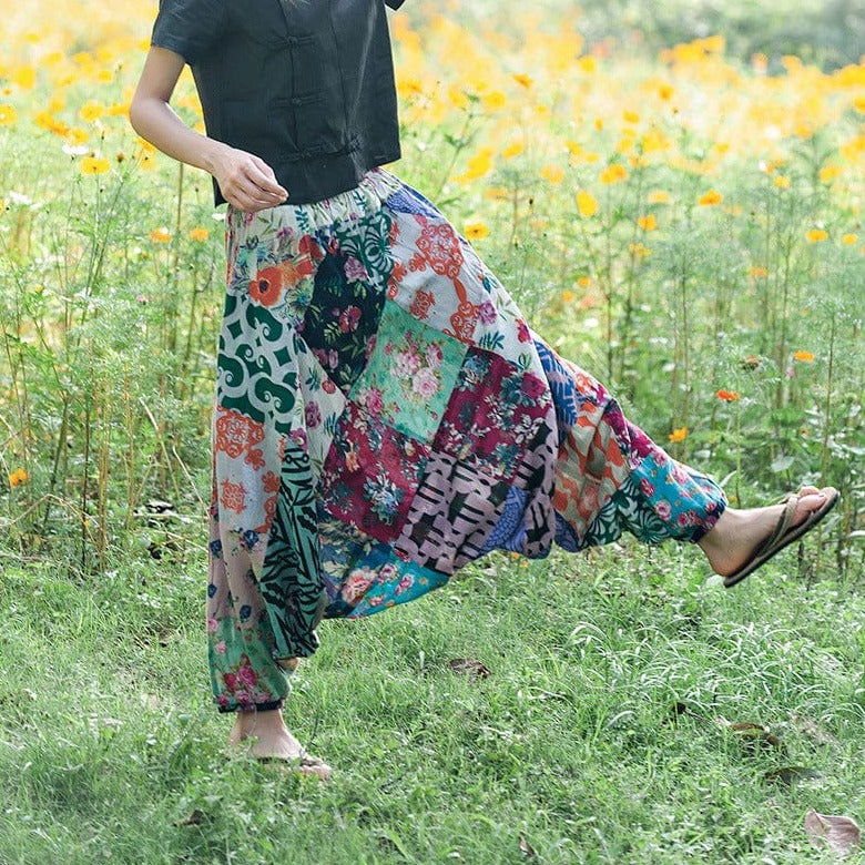 Multicolor Patchwork Harem Pants