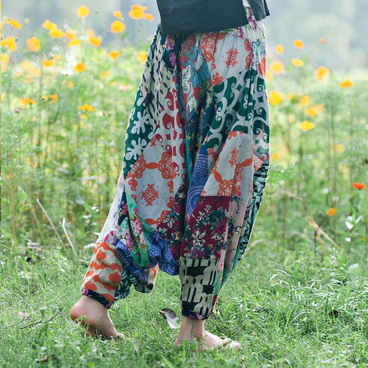 Multicolor Patchwork Harem Pants