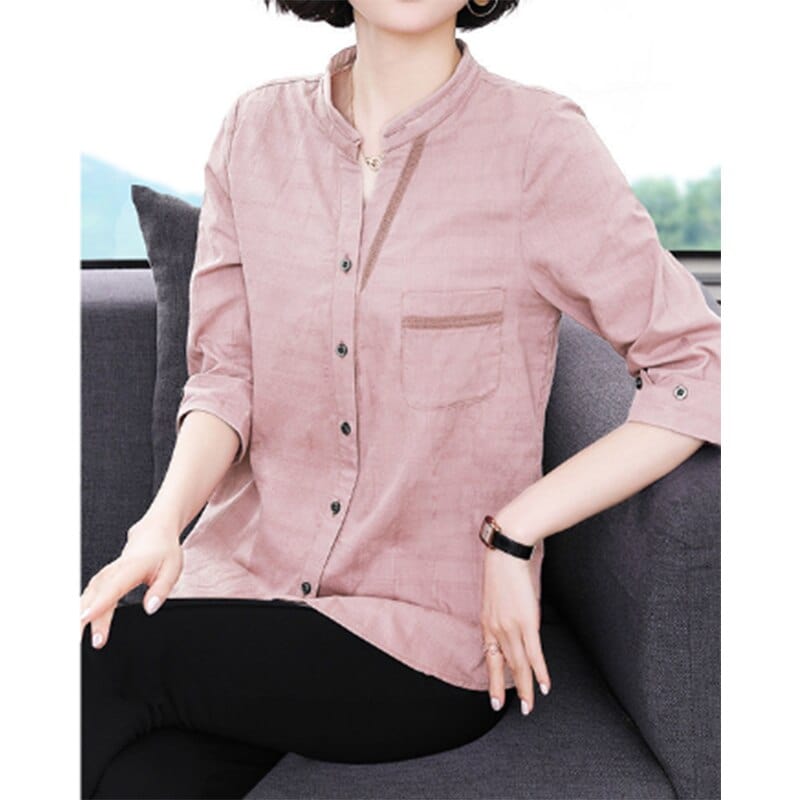 Narda Cotton Linen 3/4 Sleeve Top