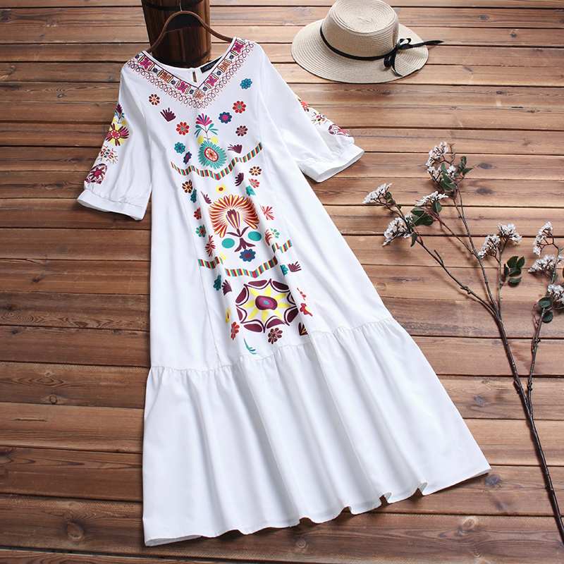 Daisy Bohemian Floral Midi Dress