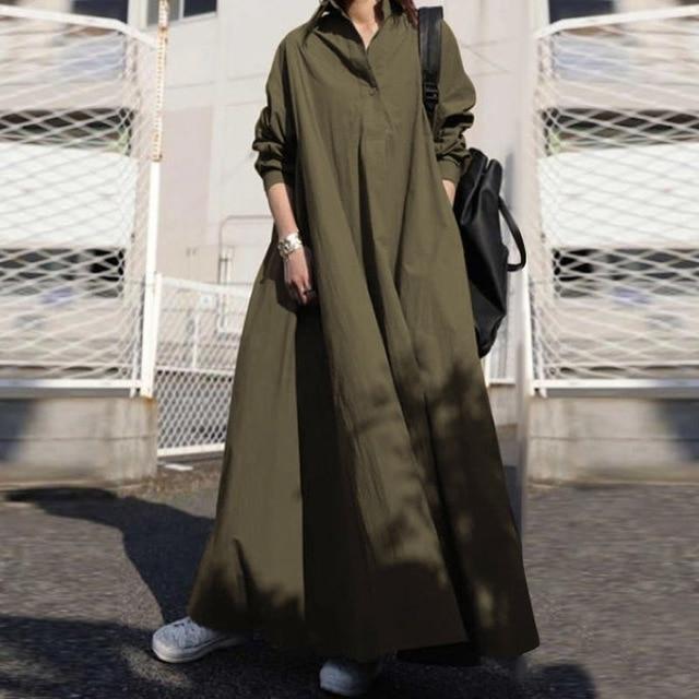 Elaine Army Green Shirt Dress