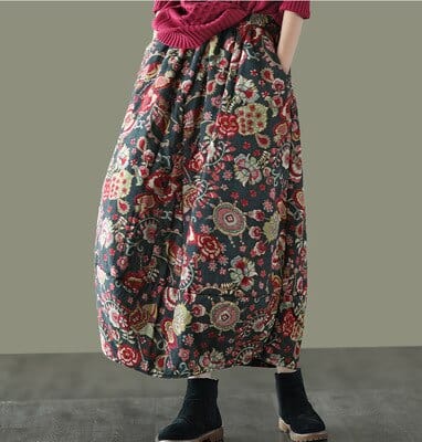 Thick Retro Elastic Waist Skirt