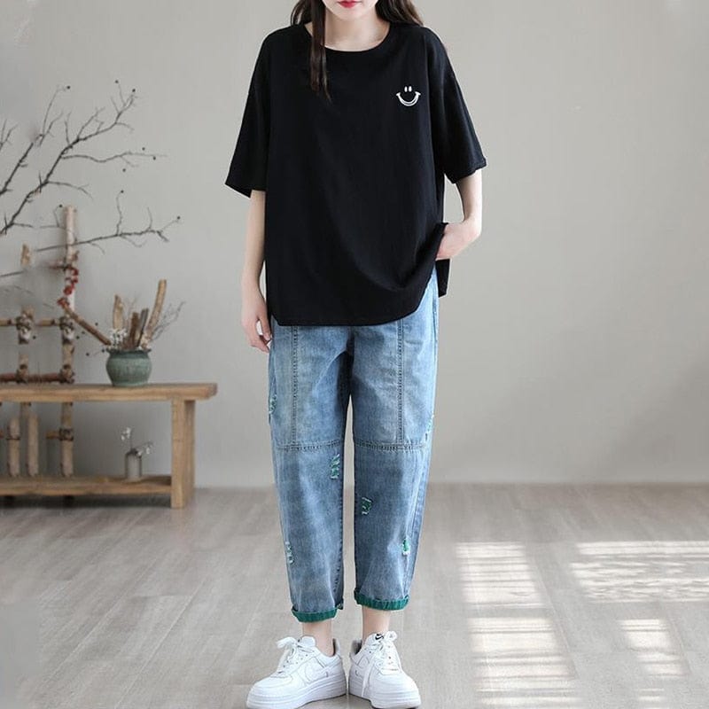 Ripped Harem High Waist Denim Pants