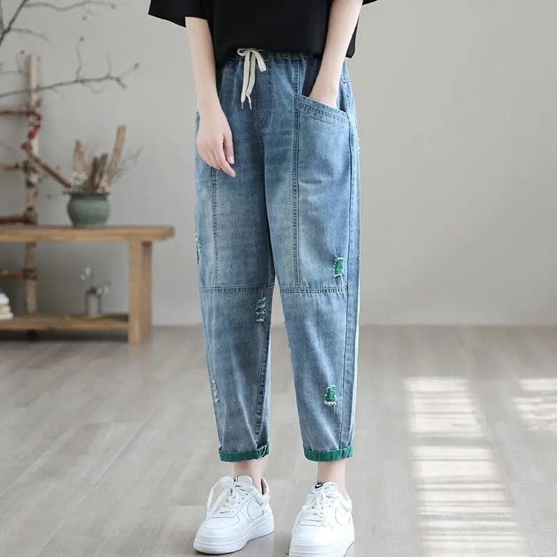 Ripped Harem High Waist Denim Pants