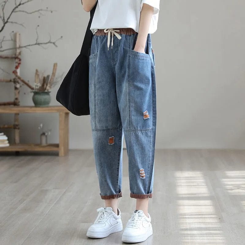 Ripped Harem High Waist Denim Pants