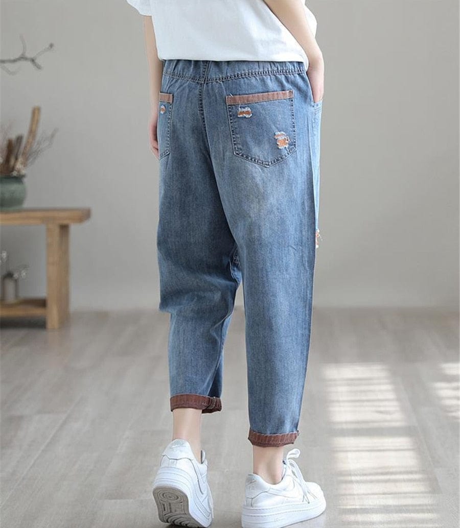 Ripped Harem High Waist Denim Pants