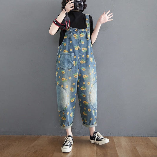 Sunflower Printed Denim Overall