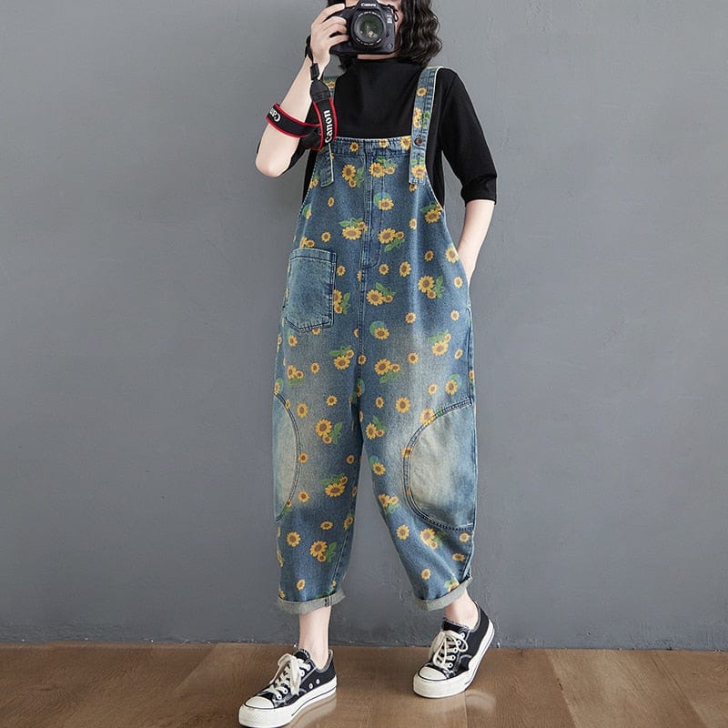 Sunflower Printed Denim Overall