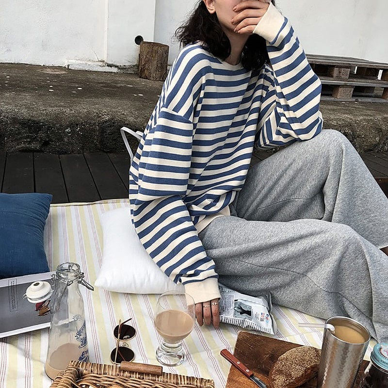 Kawaii Thin Striped Sweatshirt