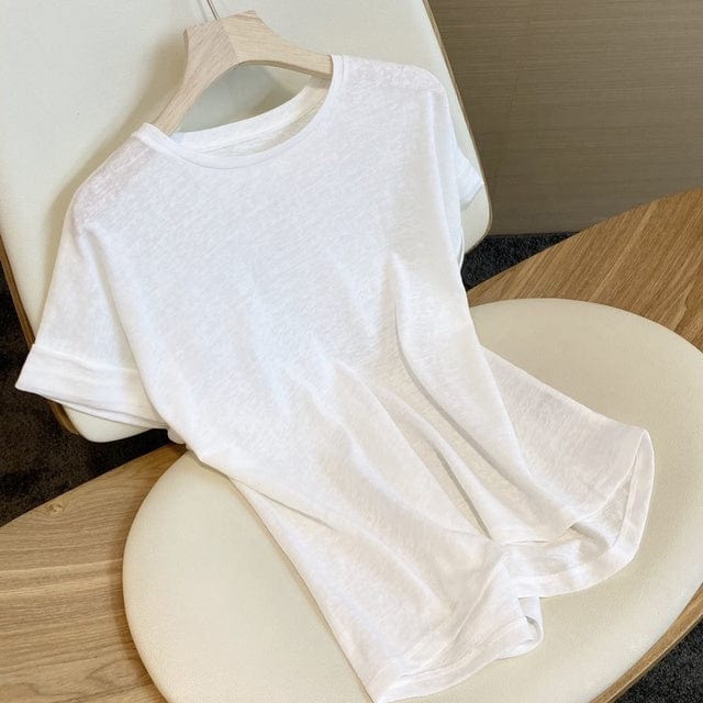 Basic Cotton and Linen T-shirt