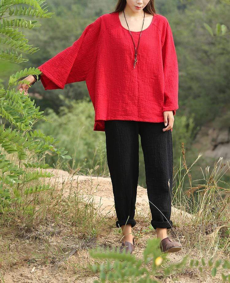 Long Batwing Sleeve Cotton Linen T-Shirt | Zen