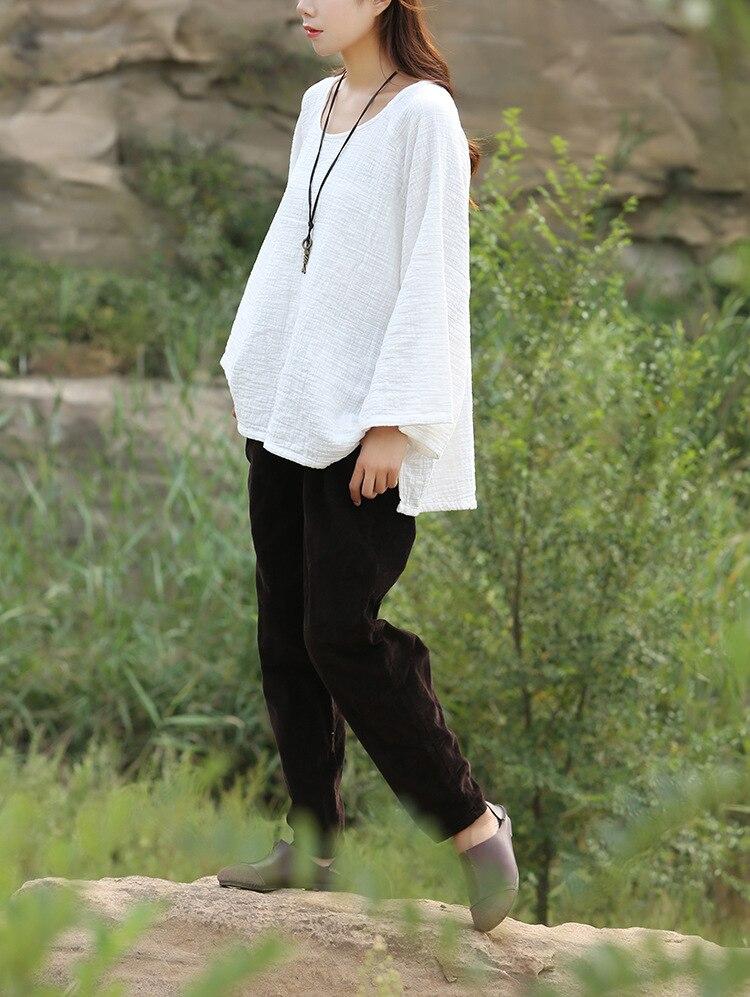 Long Batwing Sleeve Cotton Linen T-Shirt | Zen