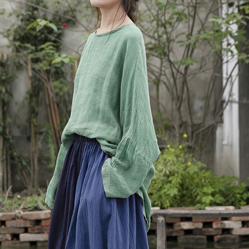 Oversized Cotton Linen Batwing Sleeve Top  | Lotus