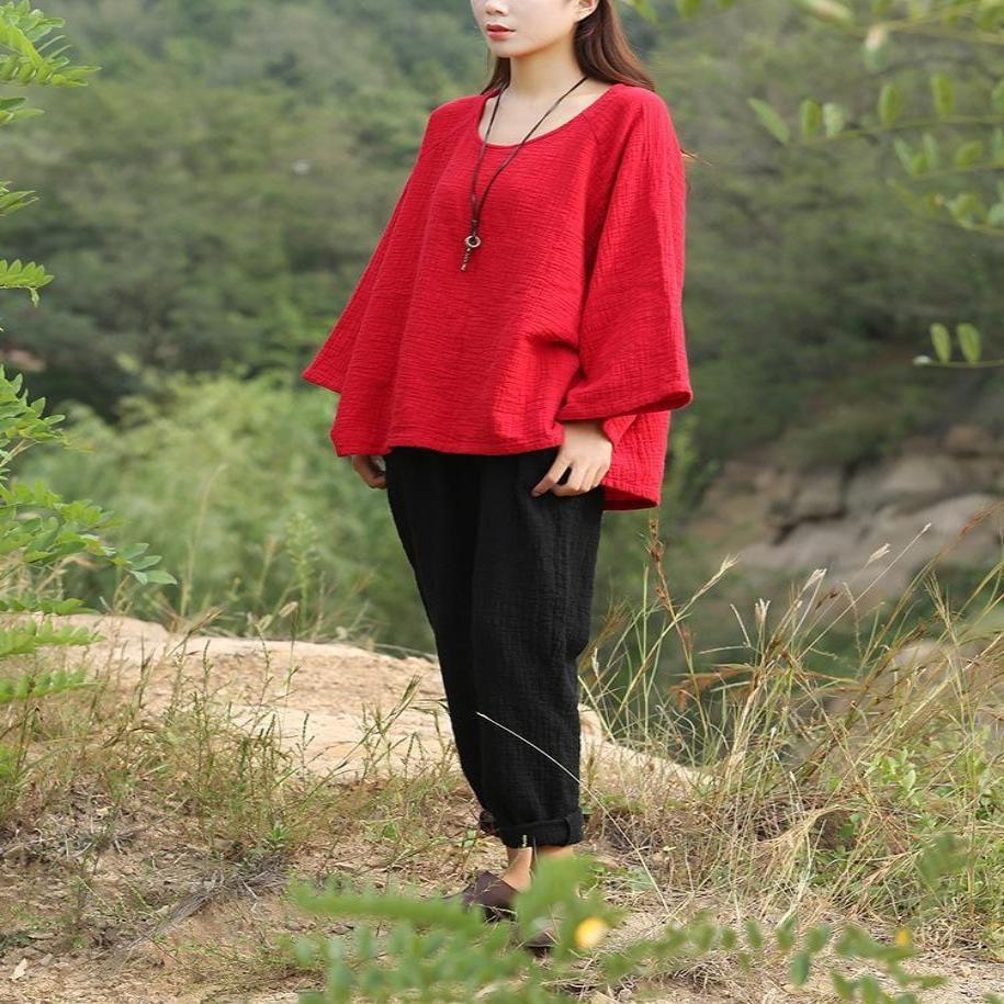 Long Batwing Sleeve Cotton Linen T-Shirt | Zen