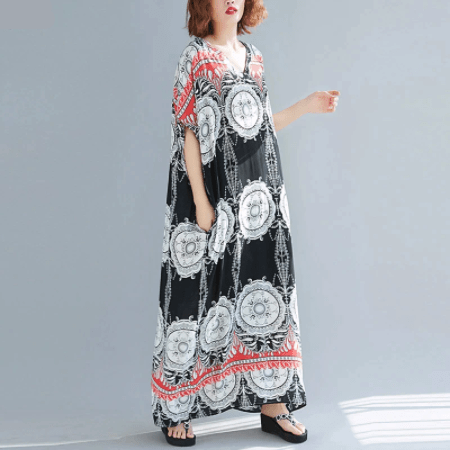 Tribal Mandala Kaftan Dress