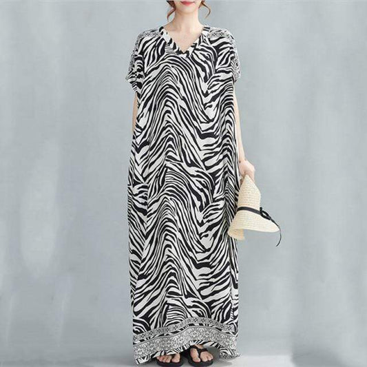 Zebra Print Kaftan Dress